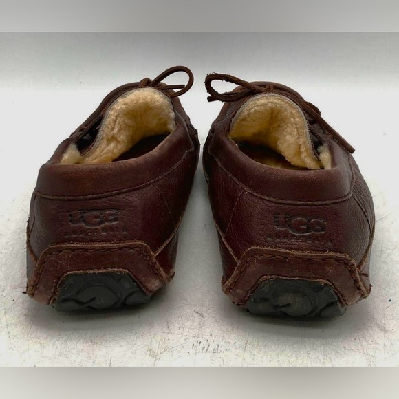 🐻 UGG Ascot Leather Slippers Men’s Size 10 – Chestnut Brown - Picture 4 of 9